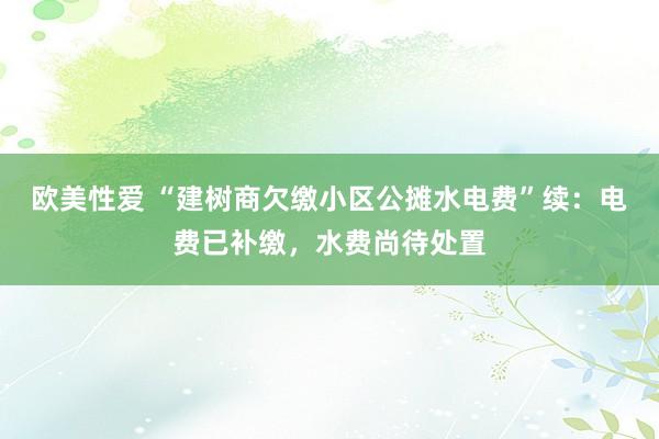 欧美性爱 “建树商欠缴小区公摊水电费”续：电费已补缴，水费尚待处置