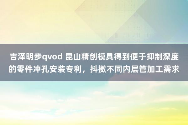 吉泽明步qvod 昆山精创模具得到便于抑制深度的零件冲孔安装专利，抖擞不同内层管加工需求