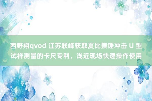 西野翔qvod 江苏联峰获取夏比摆锤冲击 U 型试样测量的卡尺专利，浅近现场快速操作使用