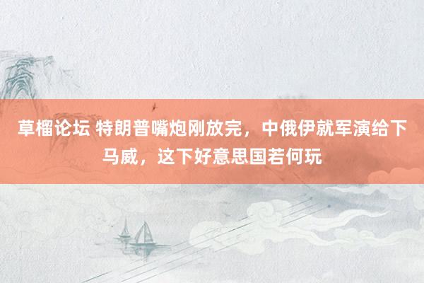 草榴论坛 特朗普嘴炮刚放完，中俄伊就军演给下马威，这下好意思国若何玩