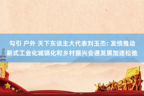 勾引 户外 天下东谈主大代表刘玉杰: 发愤推动新式工业化城镇化和乡村振兴会通发展加速松弛