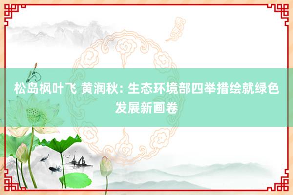 松岛枫叶飞 黄润秋: 生态环境部四举措绘就绿色发展新画卷