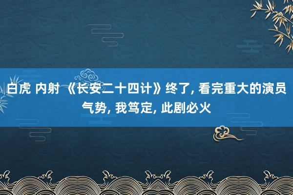 白虎 内射 《长安二十四计》终了, 看完重大的演员气势, 我笃定, 此剧必火