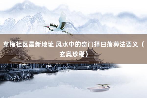 草榴社区最新地址 风水中的奇门择日落葬法要义（玄奥珍稀）