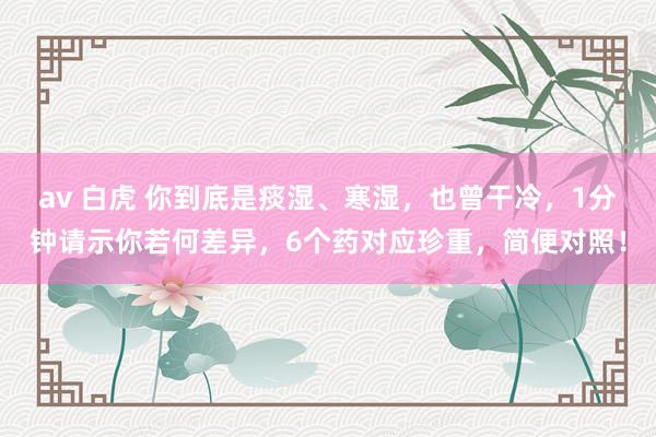 av 白虎 你到底是痰湿、寒湿，也曾干冷，1分钟请示你若何差异，6个药对应珍重，简便对照！