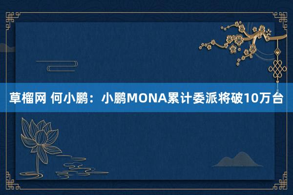 草榴网 何小鹏：小鹏MONA累计委派将破10万台