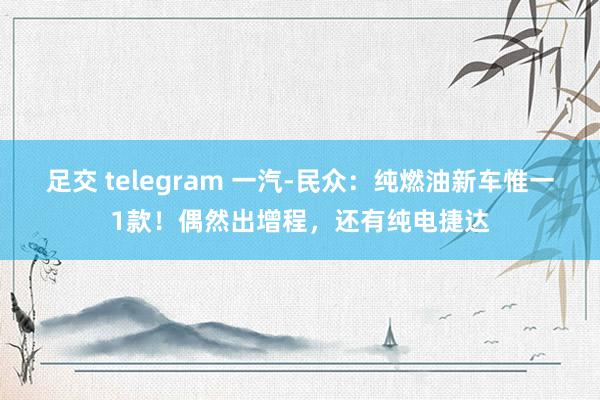 足交 telegram 一汽-民众：纯燃油新车惟一1款！偶然出增程，还有纯电捷达